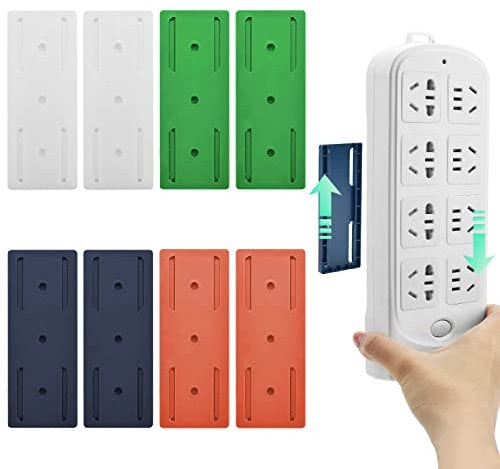 8 Steckdosenleisten Halterung Selbstklebende Steckdosenleiste, Nicht gelochte Power Board-Halter zur Wandmontage, für Taschentuchboxen, WLAN Router, Computer, Küche, Heim (8PCS)