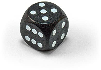 Waldfelsen Einzelne Bunte Holzwürfel Augenwürfel aus Holz in 20 frei konfigurierbar | Spielmaterial Zubehör Würfel 16 mm W6 D6 Standardgröße Knobel Dice 6-seitig (Schwarz-weiß)