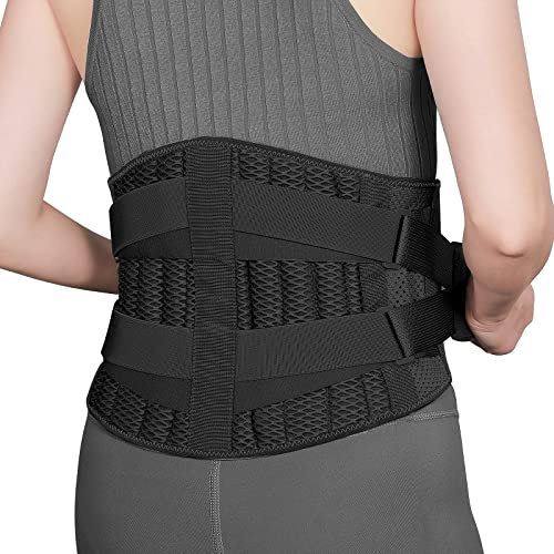 ABYON Rückenstützgürtel Orthopädisch, Atmungsaktive Rückenbandage Herren Damen, Verstellbar Rückengurt für Rückenschmerzen Ischias Bandscheibenvorfall Skoliose, Schwarz, S
