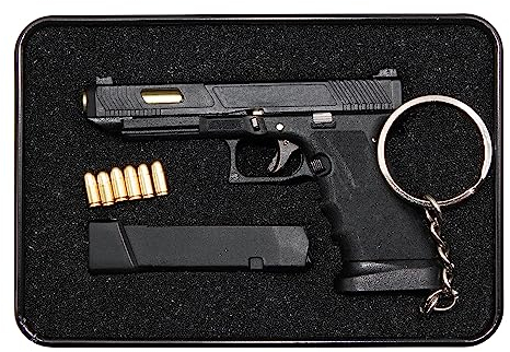 Zhongren Alloy Empire Tactical Mini Gun Keychain 6 palle pistola portachiavi con parti mobili Ciondolo modello di pistola ciondolo Charm per Army Fan Men Gift