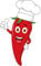 Kleberio Aufkleber rote scharfe Chilischote mit Kochmütze wasserfest Gemüse Sticker Deko Küche Restaurant Autoaufkleber Deko 13 x 8 cm