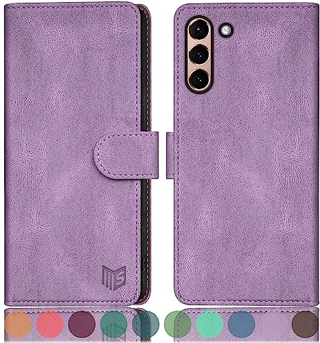SUANPOT Cover per Samsung Galaxy S21 Blocco RFID Portafoglio Slot CarteSupporto Cellulare Magnetica custodia Pelle Sintetica Cover per Samsung Galaxy S21 Viola Lilla