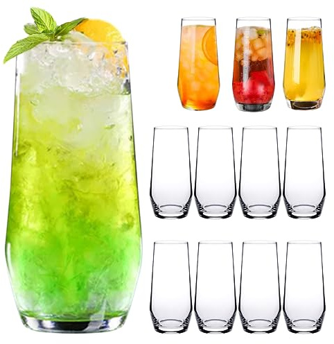 Cadamada 18 oz Crystal Drinking Glasses,Highball Glasses Set of 12