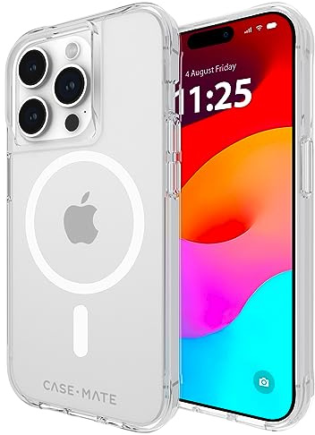 Case-Mate Tough Clear Mag-Safe Case Schutzhülle kompatibel mit Apple iPhone 15 Pro Hülle Durchsichtig (Recyceltes Material, 4,5 m Fallschutz, Integrierter Mag-Safe-Ring) - Transparent