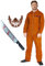 Adult Men’s Orange Prison Jumpsuit, Hannibal Mask, Bloody Knife Fancy Dress Costume Convict Boiler Suit Prisoner Overalls Jail Jump Suit Dress Up Halloween Outfit (XL)