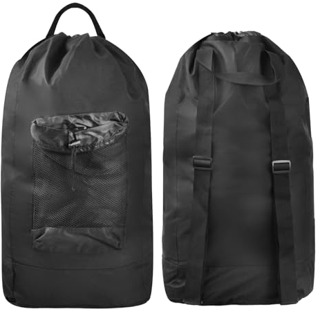 Daelesr Rucksack Wäschesack, Oxford-Stoff Groß, Schwarz, 33 x 73 cm, Kordelzug, Waschbeutel für Schmutzwäsche, Faltbar, Camping, Picknick, Heimgebrauch
