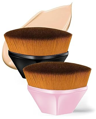 Jaimela Foundation Pinsel [2 Stück], Make-Up Pinsel, Schminkpinsel, Flacher Kosmetikpinsel, für Verblenden und Gesicht Make-Up(Schwarz)