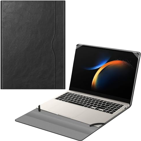 FINTIE Custodia Compatibile con 16 Pollici Samsung Galaxy Book 5/4/3 Pro 360, Galaxy Book 4/3 Ultra - Portfolio Business Cover con Tasca, Nero