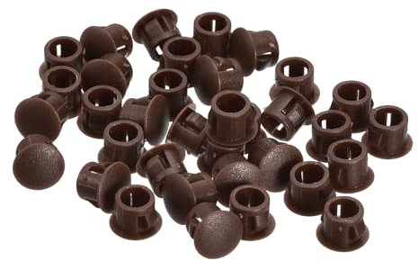 QUARKZMAN Bouchon de Trou en Plastique 8mm, 36Pcs Type Encastré, Cache Trou Bouchon de Verrouillage à Pression Ronde pour Meubles, Embouts d'Insertion de Panneaux, Marron
