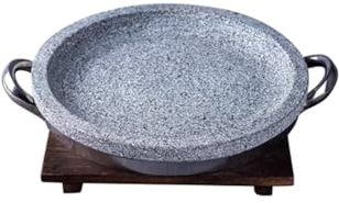 High Temperature Resistance Cooking Hot Stone, Steak Lava Stone with Natural Solid Wood Pallet/Volcanic Rock Grill,Used for Korean Roast Meat,Steak Barbecue A07