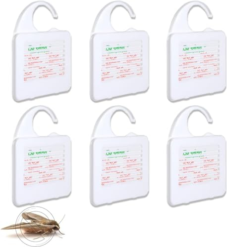 Mottenfänger für Kleiderschrank Mottenfalle-Hanging Wardrobe Moth Repellent, für Hängende Kleidung, um Motten Loszuwerden, Mottenfalle für Kleiderschränke und Andere Polstermöbel (6 Stück)