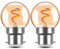 Genixgreen Vintage Bayonet LED Light Bulbs B22 1W Mini Globe BC Bulbs Low Wattage Night Light Spiral Filament Decorative Light Bulbs,15W Incandescent Equivalent,2200K Extra Warm White,2 Pack