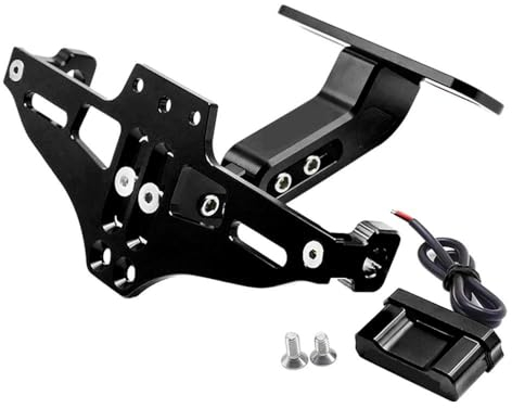 Einstellbar Mit Licht Motorrad Lizenz Nummer Platte Halter Halterung FÜR Yama&ha YZFR125 YZF R125 YZFR-125 2014-2023 2022 2021 (Farbe : Schwarz)