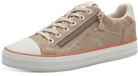 s.Oliver Damen Sneaker flach mit Reißverschluss Low Top, Beige (Light Taupe), 39 EU