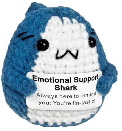 Irikdescia Positive Gestricktes Hai Puppe, Strick Puppe, Die Emotionale Unterstützung Und Energie Bietet Geschenke, Mutmacher Glücksbringer Prüfung Geschenk