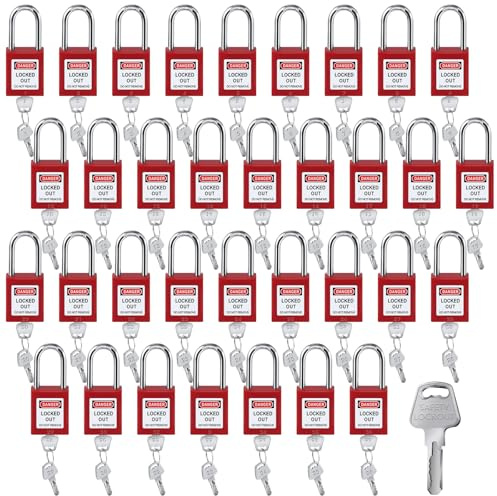 Landhoow 36-teiliges Set Lockout Tagout Schlösser und Schlüssel Kit Loto-Schlösser verschiedene Sicherheitsschloss, 2 Schlüssel pro Schloss, Tag-Out-Vorhängeschlösser für elektrische Aussperrstationen