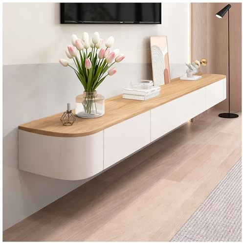 KSYGINXD Moderner TV Schrank 180cm Braun, TV Lowboard Hängend, Fernsehtisch mit 2 Schubladen 1 Klappen Türen, Hängeschrank Wohnwand, TV Tisch für Wohnzimmer und Esszimmer