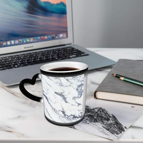 AELKSP Tasses Magique Mugs Change De Couleur en Fonction De La Température du Liquide,Mug Cadeau Original Tasse pour 330ml,Marbre, marbre antique, style océanique structuré, granit organique, formatio