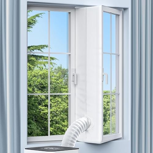 Kit Ventana Aire Acondicionado Portatil, Adaptador Ventana aire Acondicionado, Protector de Intercambio de aire de 400cm, Adecuada para Ventanas Abatibles, Claraboyas, sin Taladrar, Color Blanco