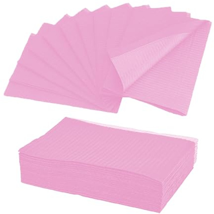 Unihuby Dental Lätzchen Tattoo Unterlagen Einweg Nägel Art Zubehör | 50pcs Rosa Dental Lätzch Wasserdichte Tattoo Tischabdeckung Tattoo Zubehör