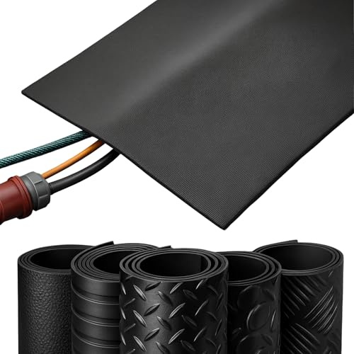 Etm - Cable Protection Mat 3 mm, Cable Protection Mat, Outdoor Cable Mats Rubber (Fine Grooved Mat 50 cm, 2 Metres)