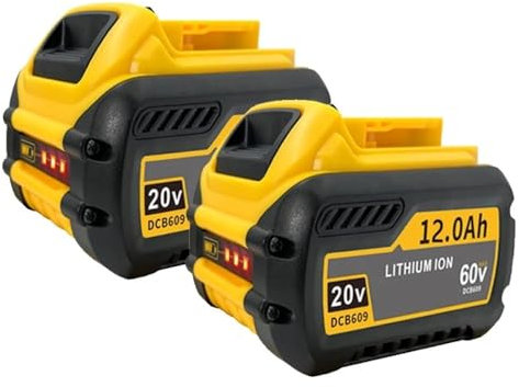 18,000mAh Li-ion Battery Compatible with DeWalt 20V/60V MAX Tools (DCB609, DCB205, DCB606), Replacement for Flexvolt DCB547-XJ & 20V MAX Chargers, Cordless power tool battery Battery Pack(60V 2PCS 12.