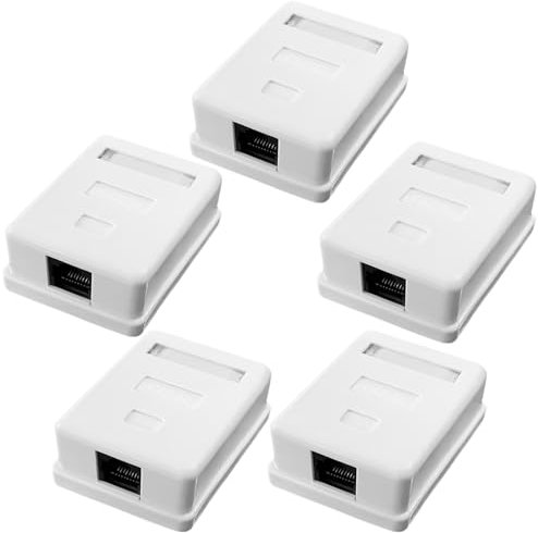 Lot de 5 prises réseau CAT 6A en saillie 1 port, prise RJ45 blindée montage en saillie 10 Gbit/s réseau Ethernet LAN prise réseau LAN montage en saillie Câble réseau Internet Blanc