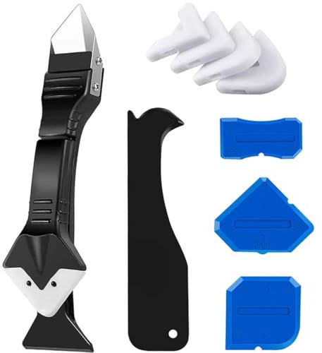 Spatola per Silicone Raschietto Togli Silicone Spatole per Silicone Calafataggio Flex Kit Silicone 5 in 1 Spatola Silicone Sigillante Professionale con Grout Remove