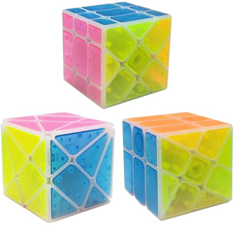Oostifun Transparenter Eiskristall Mehrfarbiger Würfel Drehen 3D Puzzle (Packung von 3 Unregelmäßige Form Shift Mod Würfel)