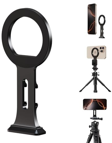 elitehood Aluminum Magsafe Tripod Phone Mount, Compact Phone Holder for Tripod with Arca Swiss Quick Release Plate & 1/4 Screw Adapter, Magnetic iPhone Mount Accessories Fit iPhone 16 15 14 13