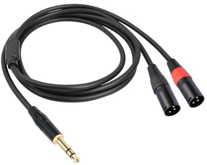 SweetSerenade Jack 6.35mm 1/4 TRS Stereo to Double XLR Male Audio Cable Extension Cable Y Splitter Audio Cable 100cm