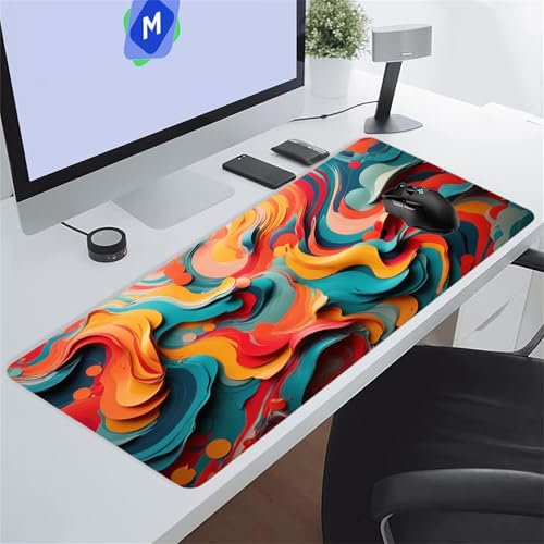 Jaune Vert Tapis de Souris de Jeu 1500x800x2 mm Grand Tapis de Souris Gaming sous-Main Bureau Gamer Large avec Base Antidérapante Tapis de Clavier Lavable pour Gamer PC