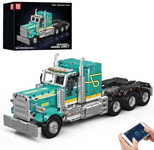 Mould King 13201 Technik American Truck Spielzeugauto Modellbausatz - Klemmbausteine Klassischer LKW Bausteine Auto Konstruktionsspielzeug Set Geschenke für Erwachsene ab 14 Jahren (2064+ Teile)