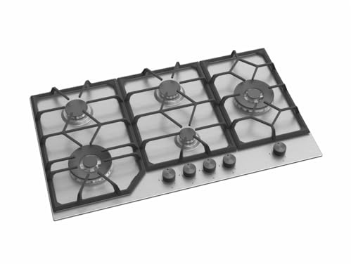 Avelis - 90cm 5 Burner Stainless Steel Hob with 2 Wok Burners