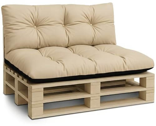 Amazinggirl Palettenkissen Outdoor Kissen 2er-Set Palettenkissen - Auflagen für Paletten Europaletten Palettensofa und Palettenmöbel Palettenpolster Outdoorkissen Gartenkissen Beige