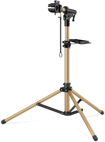 YONTUO Cavalletto 3 Gambe Alluminio Riparazione e Montaggio Bici, Completamente Pieghevole, Doppio Blocco Sicurezza, Compatto, Ultraleggero, Ampio Vassoio Magnetico
