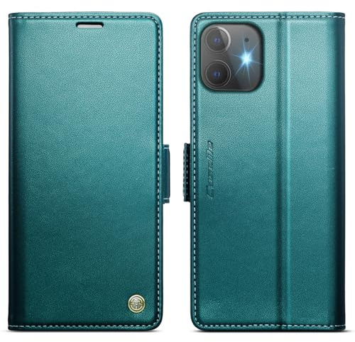 KZB Wallet Case for iPhone 12/12 Pro, Magnetic Flip, RFID Blocking, Teal | 3 Card Holders, Kickstand, Shockproof, Premium PU Leather, Magnetic Closure, Phone Cover for iPhone 12/12 Pro (6.1'')