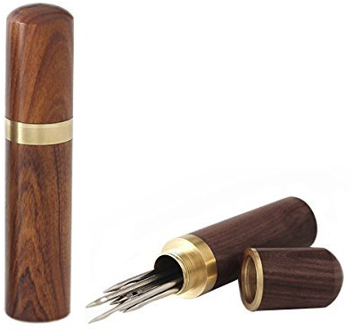 Okared Zahnstocherhalter aus Holz, tragbarer Zahnstocherspender, Eimer, Zahnstocherhalter, Mini-Zahnstocherbox, Tasche, 2 Stück