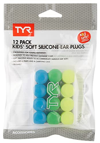 TYR Bouchons d'oreille en silicone souple pour enfants - Lot de 12