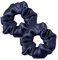 LILYSILK 100% Seide Haarringe Damen Pferdeschwanzhalter Haarband aus Seide, Seide Haargummis Verpackung MEHRWEG(Navy Blau,2)