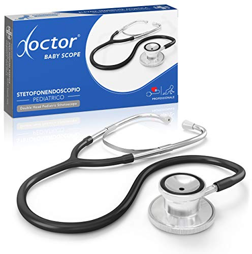 AIESI® Stethoskop Pädiatrisches Doppelkopf Professionelles schwarz DOCTOR BABY SCOPE, 24 monate garantie