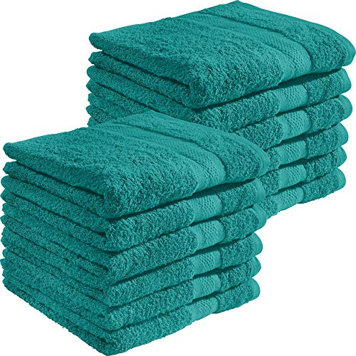 REDBEST Handtuchset, Frottierset 12er-Pack Chicago smaragdgrün Größe 50x80 cm - saugstark, strapazierfähig, ideal für Reisen, Sport (weitere Farben)