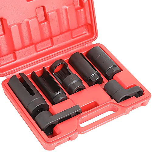 WYNNsky Oxygen Sensor Remover Set, 7-Piece Socket Set for Audi, BMW, Mercedes & More, Includes 1-1/16 & 1 Oil Pressure Sending Unit Socket, 7/8 Heated Oxygen Sensor Socket & More