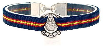 BDM Pulsera con la virgen Rocio y la bandera de España elástica. Talla de 15 a 17cm de muñeca