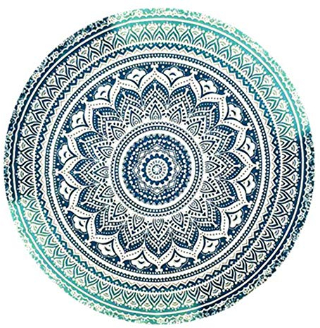 Ysoom Strandtuch Rund Boho Stranddecke Mandala Runder Yoga Matte Meditation Tuch Tischdecke Picknick Handgefertigt Teppich, 150 * 150CM