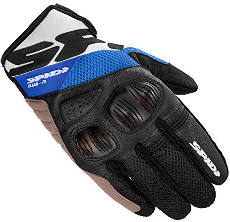 SPIDI, Flash-R Evo, Guanti Moto per Uomo, Protettivi e Resistenti, Guanti Moto Estivi Impermeabili e Antiscivolo, con Touchscreen Capacitivo, Peso Medio 0, 1 kg, Colore Nero e Blu, Taglia S