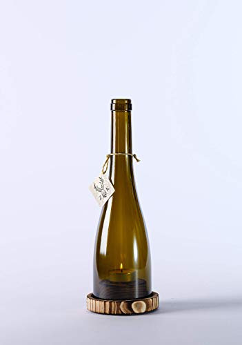 Wein Windlicht # 1 Rustikal, Antikgrün, kurze Flasche