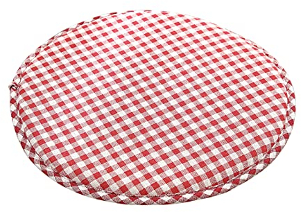JLWM Sitzkissen Gedächtnisschaum Runden, Sitzauflage Kariert Gitter Karo Tartan Plaid Einfarbig Stuhlkissen Stoff Samt Nicht-Unterhose Gurt-rot-30cm