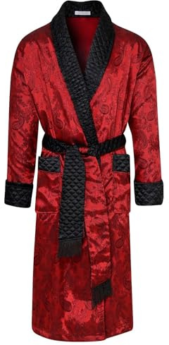 Bown of London British Gable Mens long Smoking Jacket - Claret