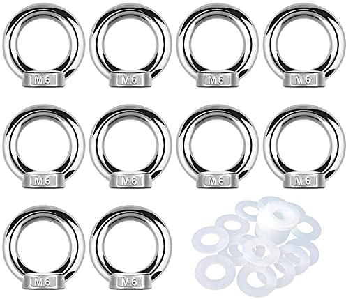 Ringmutter ÖSenschraube Edelstahl 304 Ringschraube Geschlossene Schraube Befestigungsschraube M6 Ringschraube 10 Stuck+10 Stuck M6 Unterlegscheiben Kunststoff